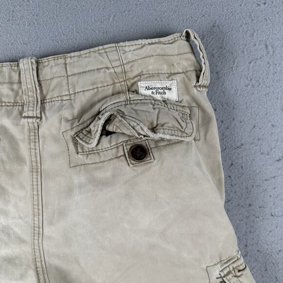 Vtg Y2K Abercrombie & Fitch Cargo Shorts Men’s 28‎ Khaki Drawstring Paratrooper - Picture 15 of 16